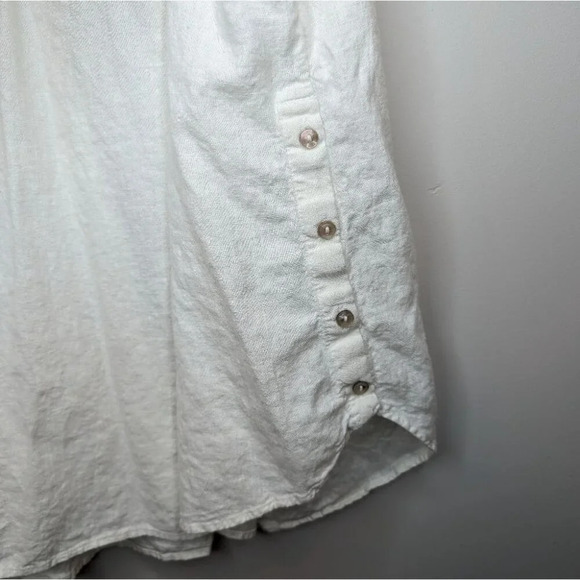 Croft & Barrow White Linen Blend 1/4 Button Down Collared Top Women 2X Plus - Picture 4 of 8